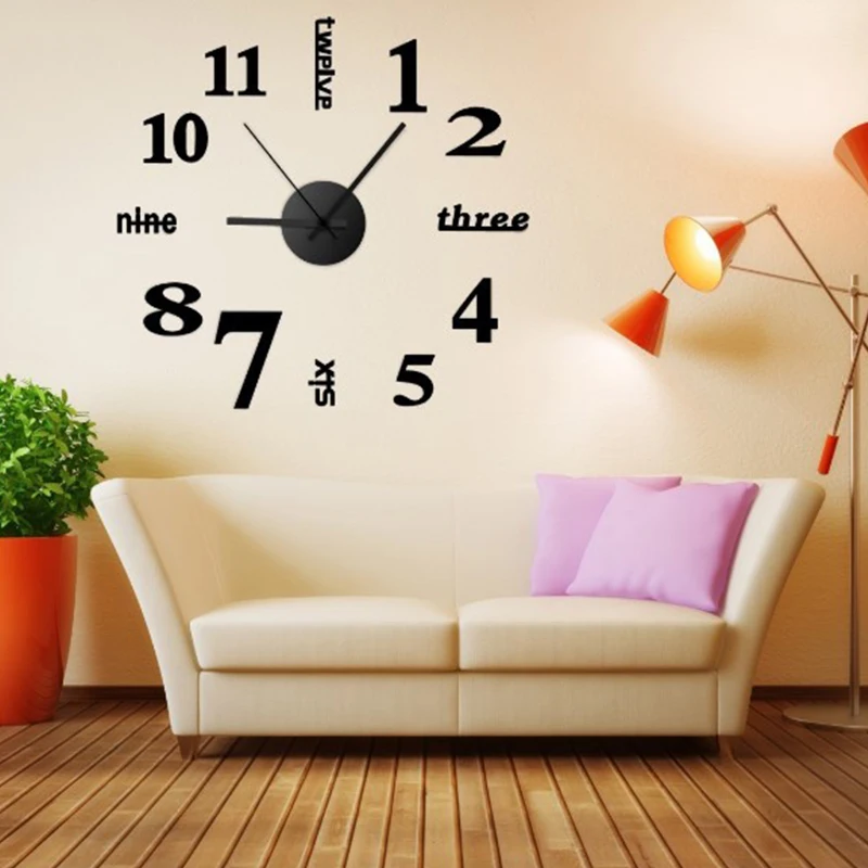 Настенные наклейки зеркальные настенные часы 3D съемные акриловые сделай сам