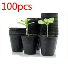 100Pcs Garden Black Soft Plastic Plant Grow Pot Nutrition Bowl Seedling Cup Balcony Garden Planter Seedling Flower Pot Garden