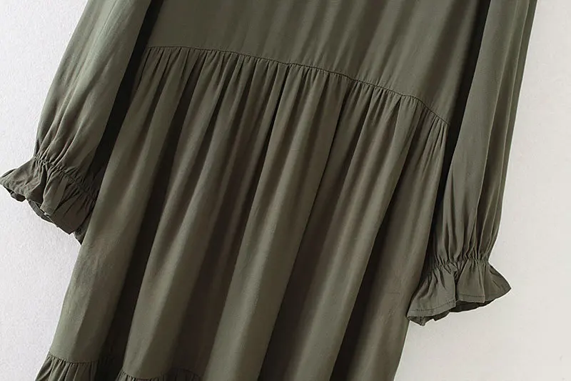 Женское модное однотонное плиссированное платье средней длины с круглым вырезом, элегантные женские платья с рукавом три четверти, шикарные повседневные Прямые платья DS3092