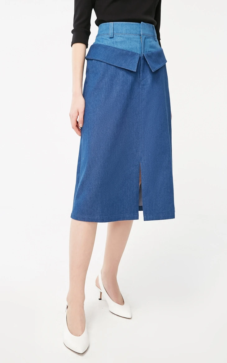 Vero Moda Женская винтажная джинсовая юбка с двойным поясом | 319237506