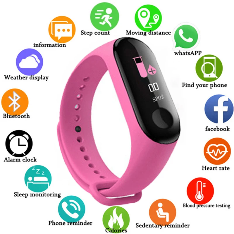 

M3 Smart Band Heart Rate Blood Pressure Monitor Fitness Bracelet Sport Bracelet Smartband Activity Tracker for Men Women Watch