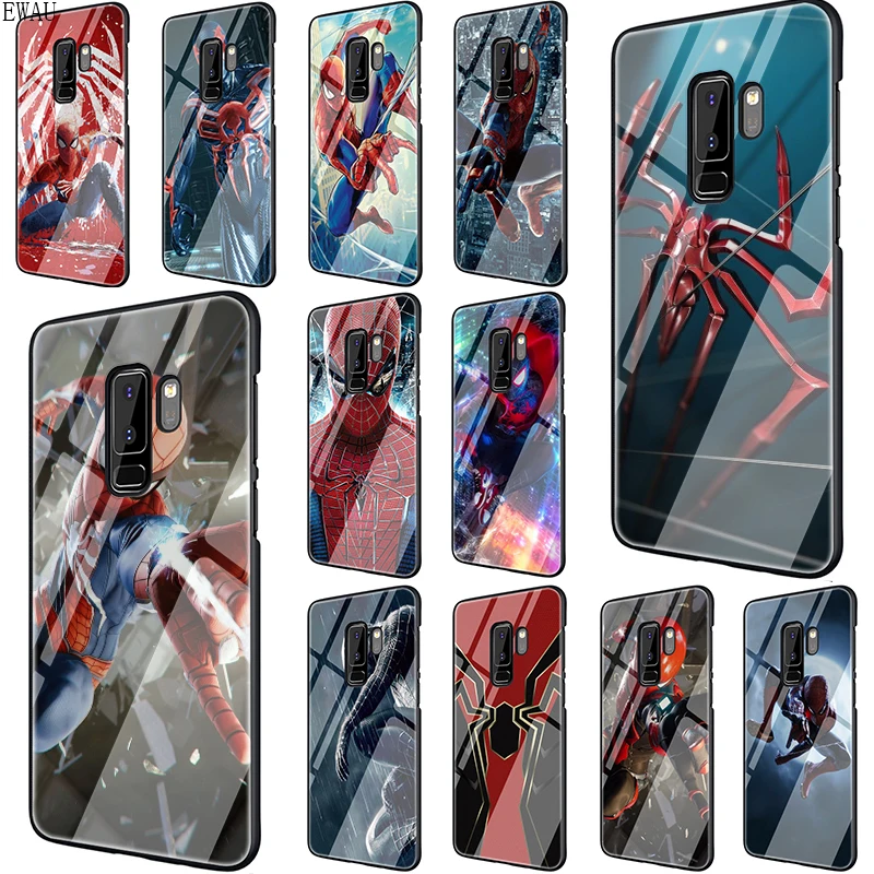 

EWAU spider-man Tempered Glass phone case for Samsung S7 S8 S9 S10 Note 8 9 10 plus A10 20 30 40 50 60 70