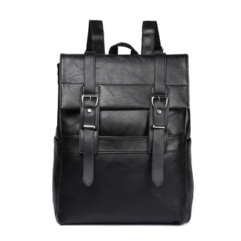 

2019 New Soft PU Leather Backpack for Men Large Capacity Famous Brand Schoolbag Casual Travel Bag Loptp GGBag