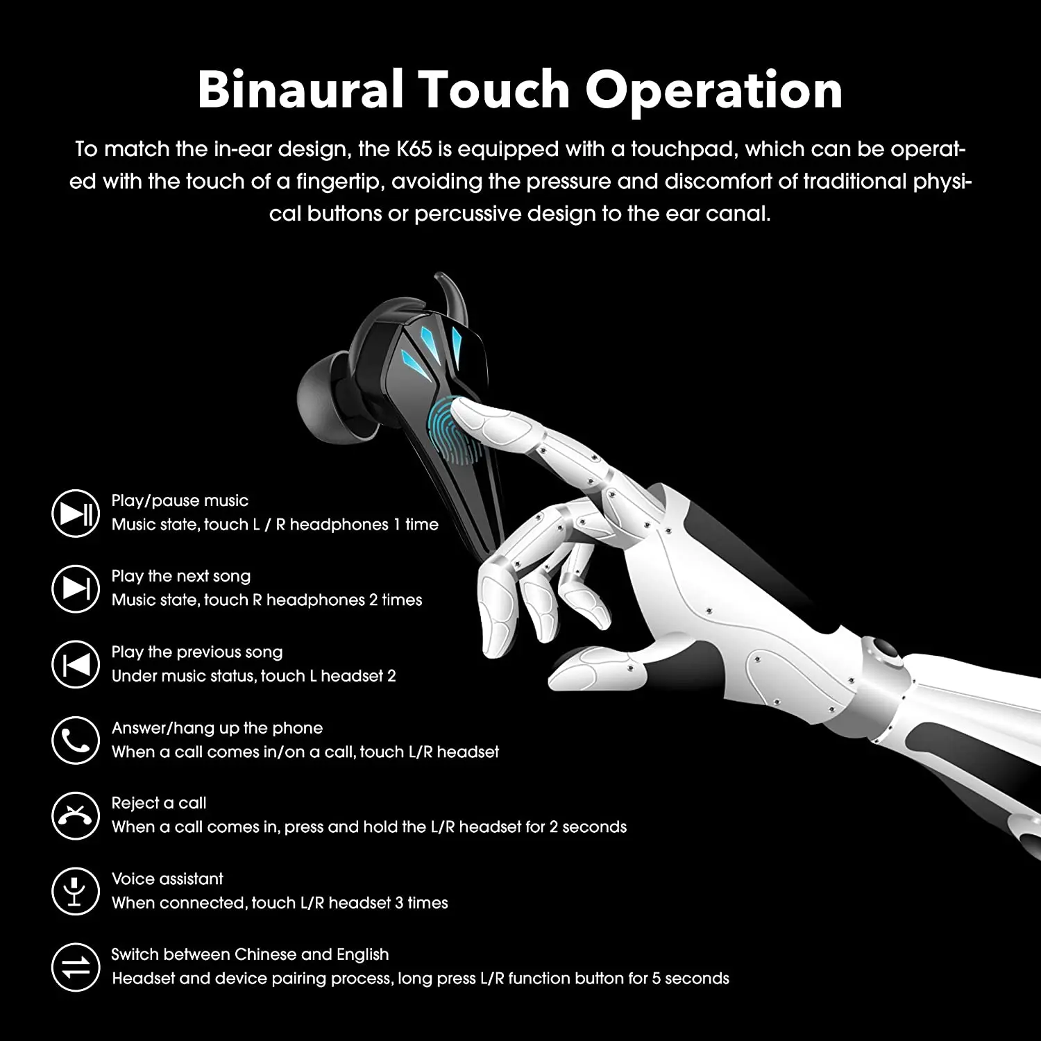Posição Cyberpunk Fone de Ouvido sem Fio Duplo Tws Bluetooth 5.0 Fones de Ouvido para Jogos para Smartphone com Som Estéreo - Image 3