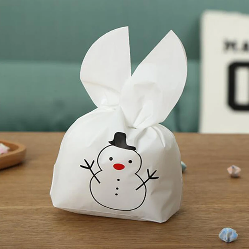 50 шт. Рождественская сумка Снеговик Кролик уши Снэк мешок хлеб конфеты печенье мешок вечерние принадлежности детский душ стикер на стену
