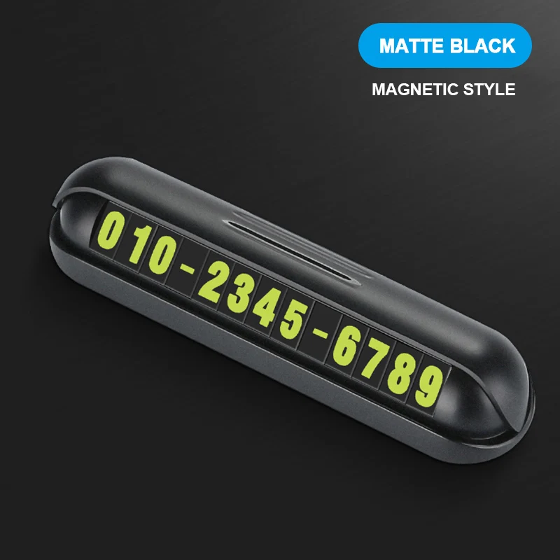 Автомобильный стиль, карта автомобильной временной парковки, держатель телефона, номер телефона, карта, светящийся номер телефона, карта, пластина для автомобиля, аксессуары - Название цвета: magnetic matte black