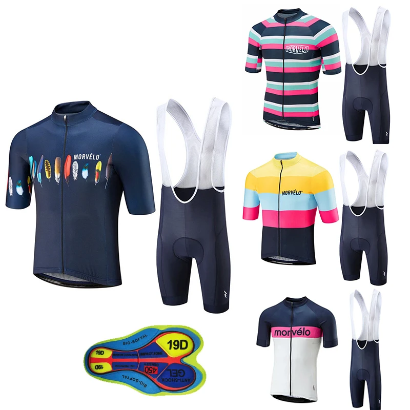 

Morvelo 2019 cycling jerseys summer set bike shorts kit Ropa Ciclismo quick-dry pro team cycling jersey Maillot 19d gel pad