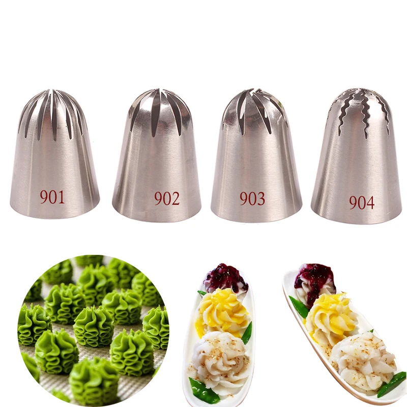 

4pcs Large Cake Decorating Tips Fondant Icing Piping Nozzles Set Pastry Tips Cookies Baking Tools Stainless Steel Pastry Tube