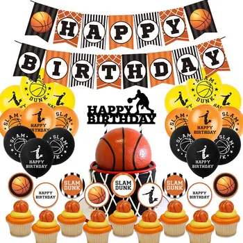 

Cartoon Basketball Birthday Party Decorations Balloons Supplies Boys Girls Anniversary Home Decoration Accessories Party