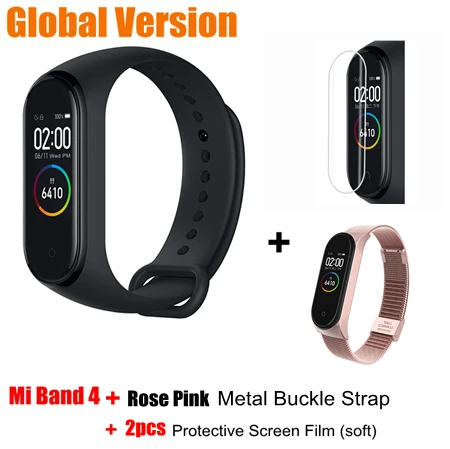 Xiaomi mi Band 4 смарт-браслет mi Band 4 браслет трекер сердечного ритма 0,9" Большой AMOLED экран 5 АТМ водонепроницаемый браслет - Цвет: Global add pink