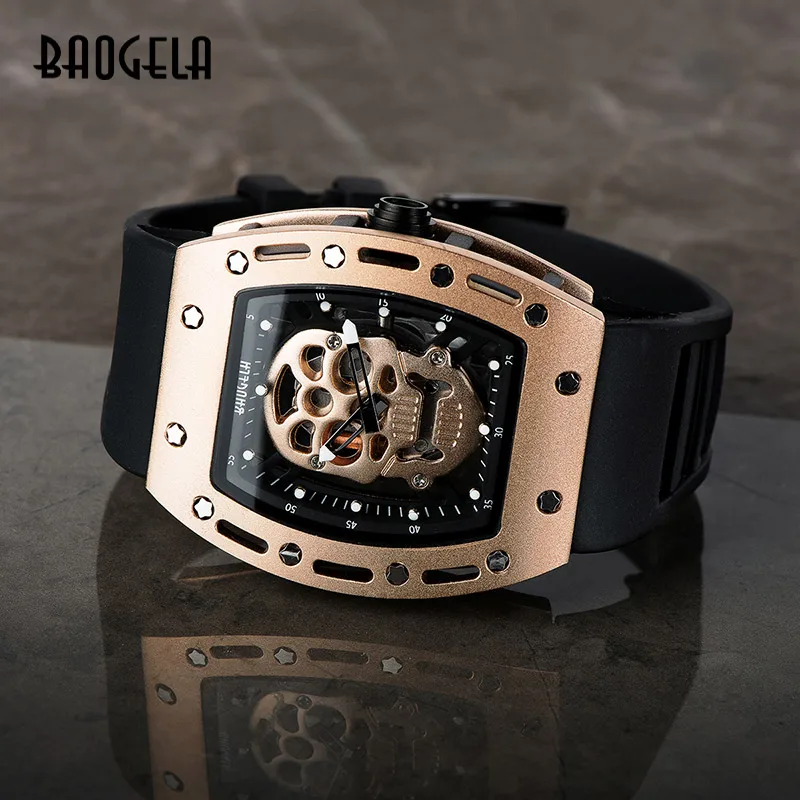 Baogela режим прямоугольник squelette cadran сети lumineuses браслет en силиконовый armée Спорт Кварц montres BGL1612G-3