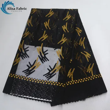 

Alisa 2019 Hot Sales Milk Silk French Tulle Lace Fabric 5 yards/pcs African Lace Fabrics with Stones and Embroidery For Wedding