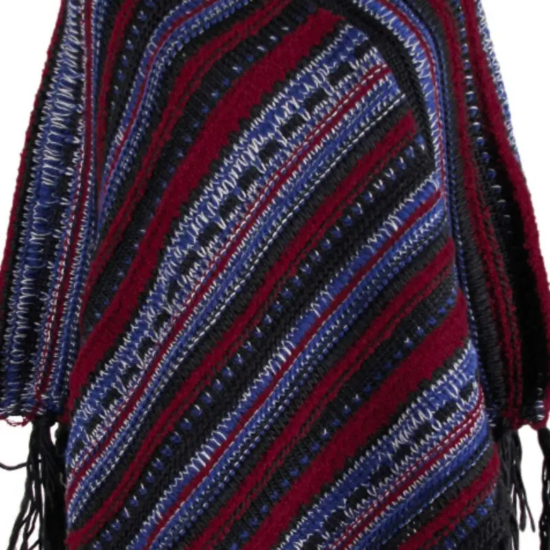 Женский элегантный свитер Пончо Накидки зимние теплые Boho полосатые шали с кисточками Вязаная кашемировая шаль модные пуловеры Топы