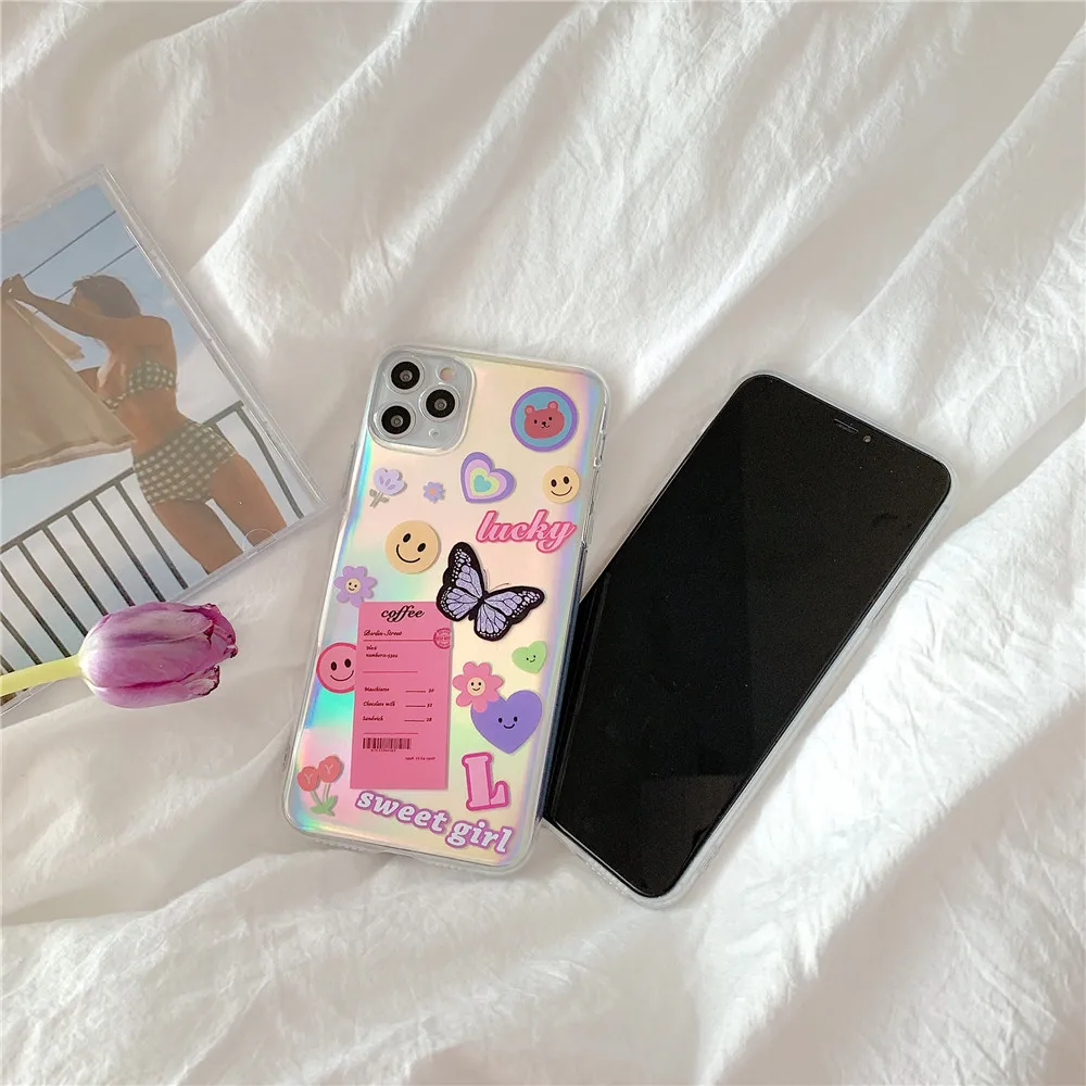 Роскошный мягкий блестящий чехол из ТПУ с 3D принтом бабочки для iphone 11ProMAX XS XR 78plus
