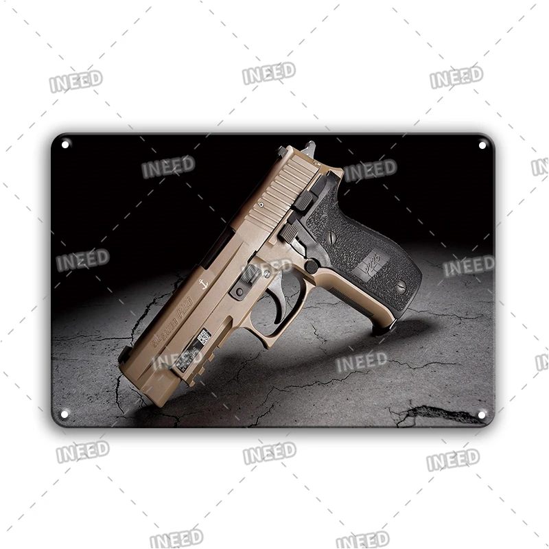Military Weapon Tin Poster Vintage Gun Metal Sign Man Cave Room Decor Plaque Personalized Metal Poster Stickers Home Wall Decor