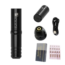 New Tattoo Kit Wireless Tattoo Battery Pen RCA Part Rotary Machine Gun Digital Display Permanent Makeup Pen Needle Cartridges 2 in 1 rotary tattoo machine gun permanent makeup pen kit 50 needle cartridges tattoo gun permanent makeup machine