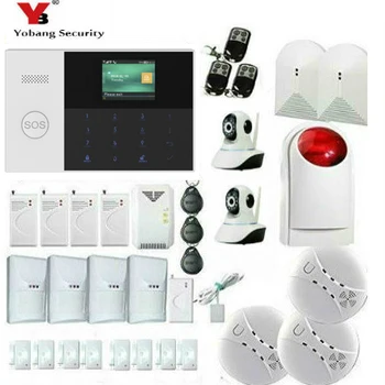

Yobang Security GSM WIFI Alarm kits 2G SIM Smart Home Security Camera Alarm Kit Shock Door Gap Sensor Pet Immume PIR Detector
