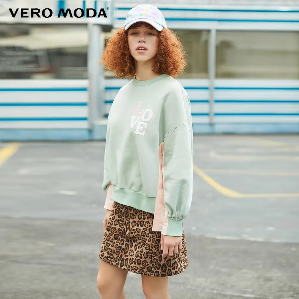 Vero Moda Новая женская хлопок контрастные буквы флисовая толстовка | 319433509