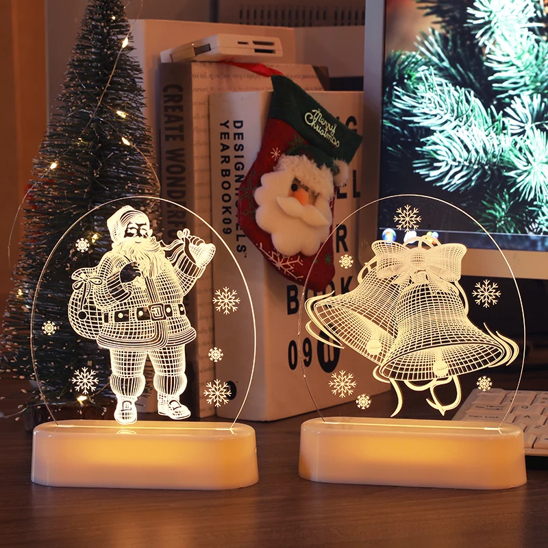 

Christmas Santa Claus Acrylic 3D Night Lamp for Kids Bedroom Decor Nightlight Garland Gift Xmas USB/Battery Powerd Night Light