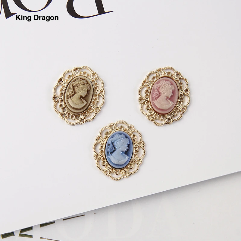 König Drachen Strass Cameo Verschönerung Verwendet Auf Stirnband Dekoration 29MM * 25MM 5 Teile/los Flache Rückseite Gold Farbe KD617 – Detail 4
