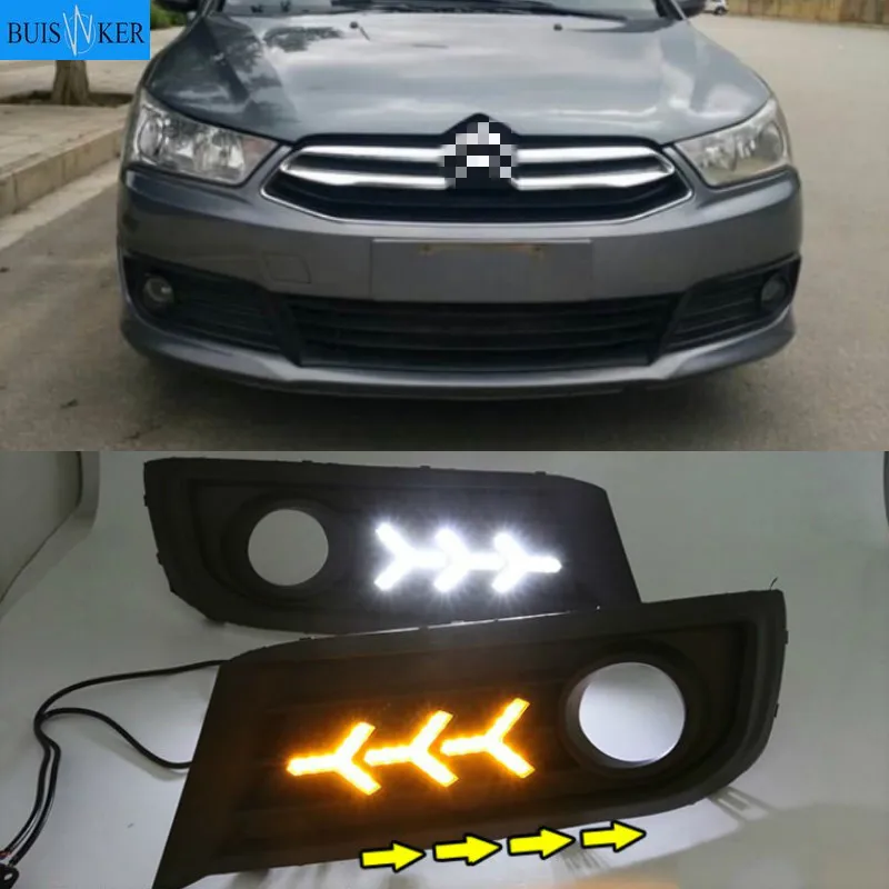 

СВЕТОДИОДНЫЙ DRL Противотуманные фары светильник + передние противотуманные фары светильник для Citroen C-Quatre 2012-2018 монитор измеряет динамическое перемещение желтый сигнал поворота