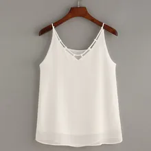 Белый женский шифоновый топ без рукавов, однотонный жилет с v-образным вырезом, блузка, Camis, одежда, летний топ, рубашки polera tirantes mujer
