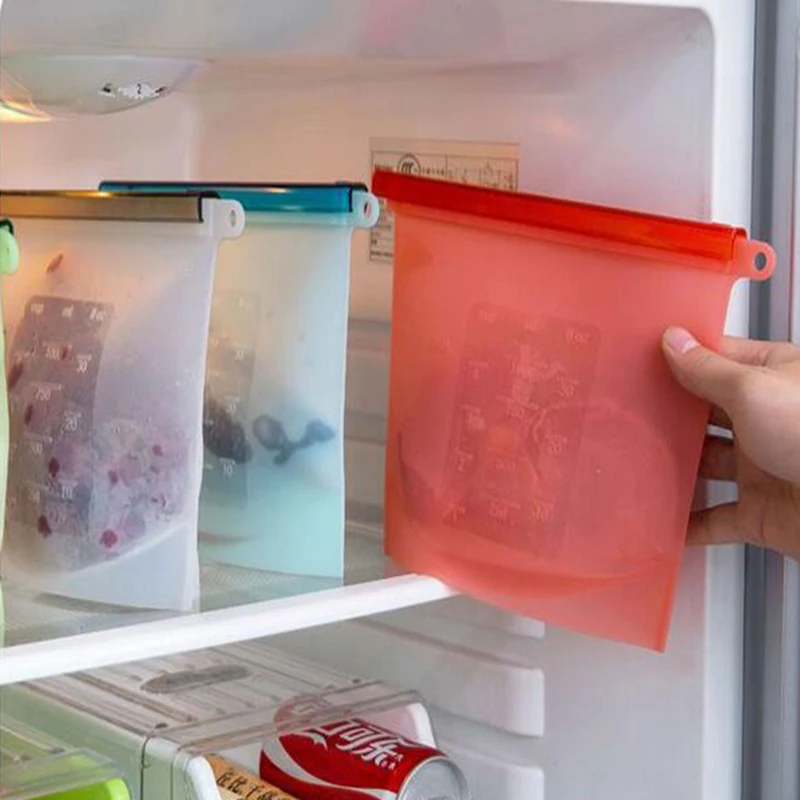 

1000 Ml Silicone Food Storage Bag Green Sealed Bag Refrigerator Food Storage Box Reusable Storage Bag Sealed Cans Microwave Oven