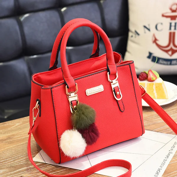 HJPHOEBAG, женские роскошные сумки, женские сумки, дизайнерская сумка на плечо, женская сумка-мессенджер, сумки с помпонами, высокое качество, сумка YC316 - Цвет: Red