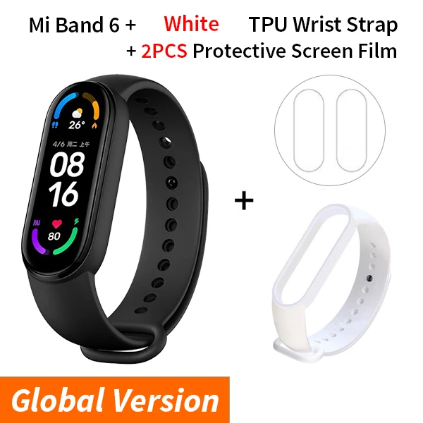 Multi-language Xiaomi Mi Band 6 Smart Bracelet 1.56"AMOLED Screen miBand 6 Heart Rate Fitness Traker Bluetooth 5ATM Waterproof 