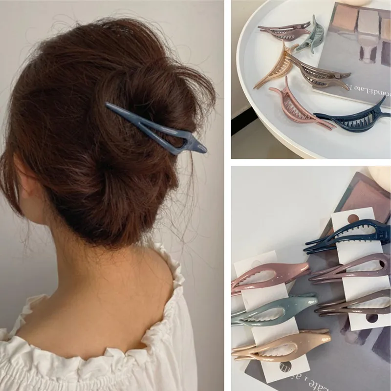 

1pcs Korean original temperament Morandi color hairpin top clip Fashion design color dripping plastic duckbill clip For Women