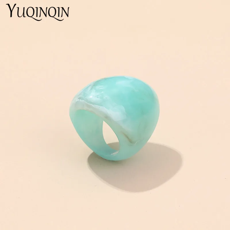 Finger Ring Resin Fashion Punk Big For Women Design Acrylic Irregular Colorful Vintage For Girls Party Jewelry