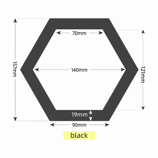 Красочный Магнитный из ЭВА(этиленвинилацетат) шестигранные фоторамки холодильник магнитный держатель для картин гостиная Свадебная вечеринка художественное украшение подарок - Цвет: black large