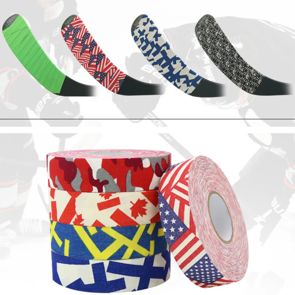 2 Rolls Cotton Cloth Ice Hockey Tape Adhesive Sticky Wrap Protective Gear 1 inch x 11 yards (Wide x Long)