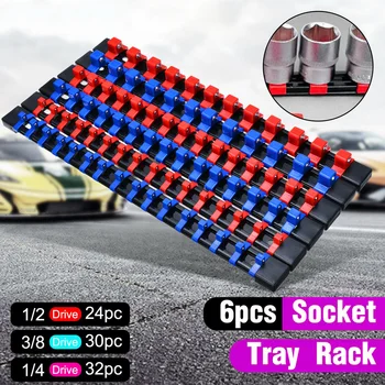 

6pcs/Set Plastic Tool Holder Socket Clip 1/2 3/8 1/4 Inch Multi-functional Heavy-duty Molded ABS Plastic