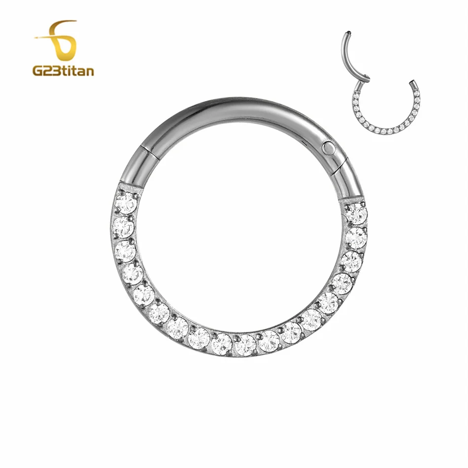 G23 Titanium Body Piercing Rings for Nose Ear Lip Septum Conch Daith Lobe Helix Tragus Cartilage 16G Hinged Clicker Segment Hoop