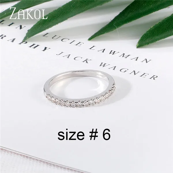 White Size 6 ZAKOL Топ и браслет для Для женщин Captivate ползунок блестящими камнями розового золота Цвет ювелирные изделия Pulseira Feminia FSBP2021 - Окраска металла: White Size 6