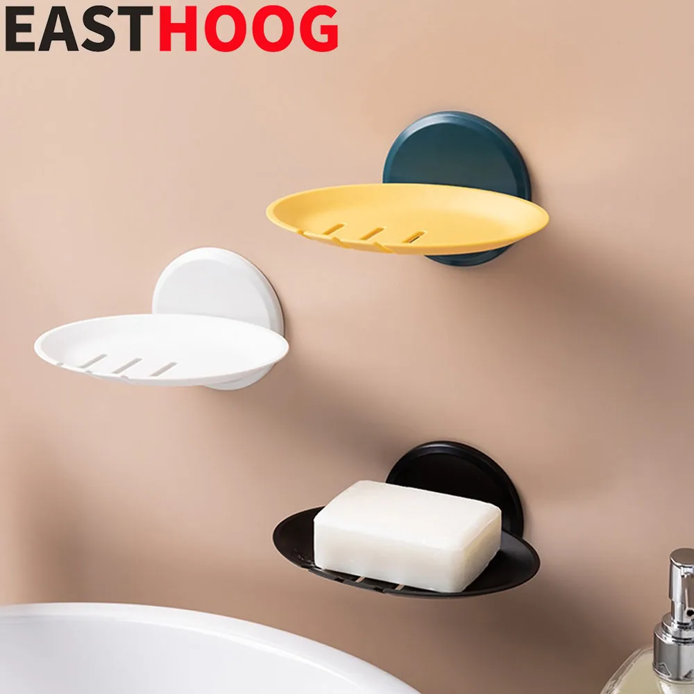 

1PC Nordic Style Wall Mounted Self Adhesive Plastic Soap Storage Box Rack Shelf Bathroom Soap Holder Drop Shipping