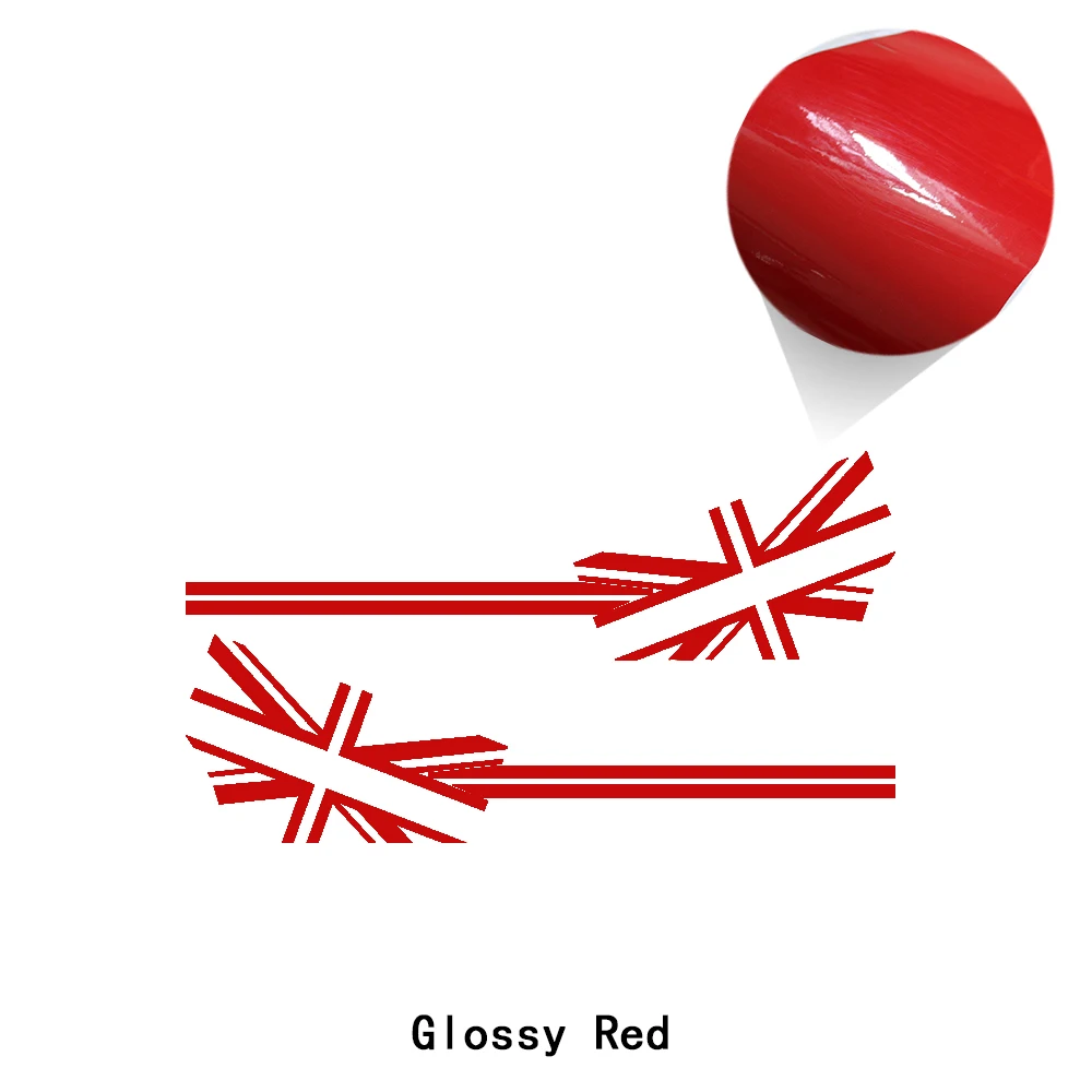 glossy red 2 шт. флаг Юнион Джек Стайлинг двери автомобиля боковые полосы наклейка на тело наклейка для MINI Cooper S R50 R52 R53 JCW аксессуары - Название цвета: glossy red