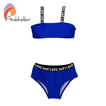 

Andzhelika Children's Swimsuit Girls Sports Bikini Bandage Swimsuit Child Bikini Solid Patchwork Girls Swimwear Kid Bathing Suit