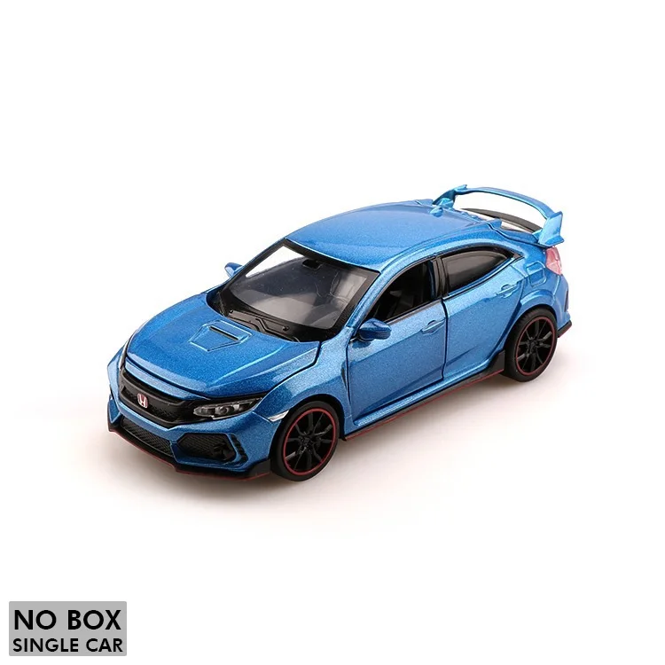 Игрушечная машинка из сплава, 1:32, Honda Civic, музыкальная с подсветкой, машина для литья под давлением, игрушечный транспорт, модель машины с горячим колесом, с дверцами автомобиля, может игрушка - Цвет: Blue-no box