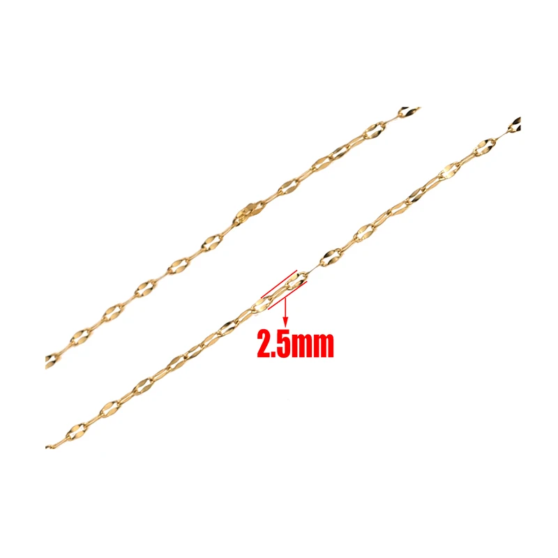 Gold 2.5mm 2 м золотая цепочка для губ из нержавеющей стали для DIY браслета, ожерелья, ювелирные изделия, аксессуары - Цвет: Gold 2.5mm