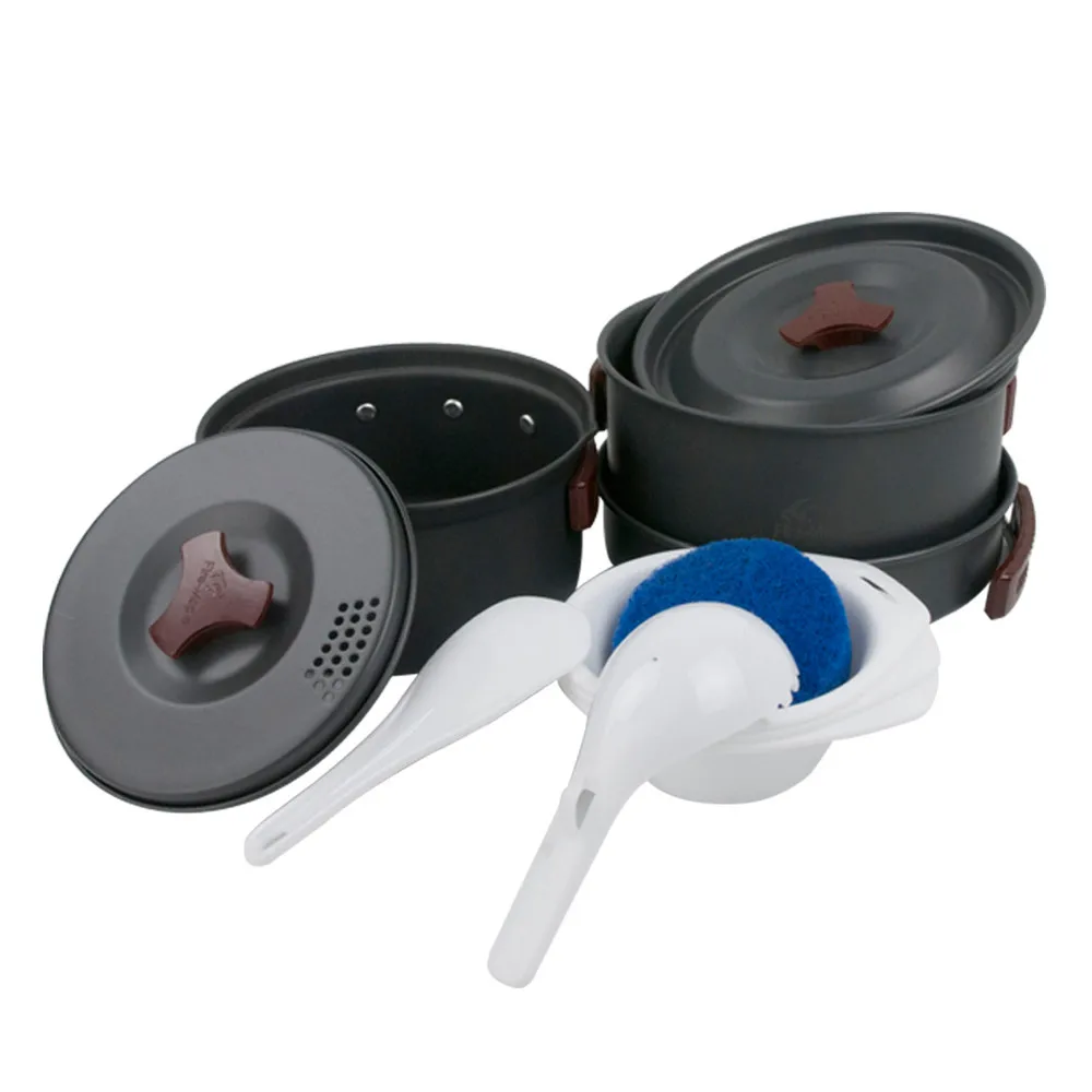 

Portable Foldable Dinner Box Camping Pot Outdoor Kitchen Cutlery Cookware Camp Cooking Cookware Picnic 2-3 PersonS Set