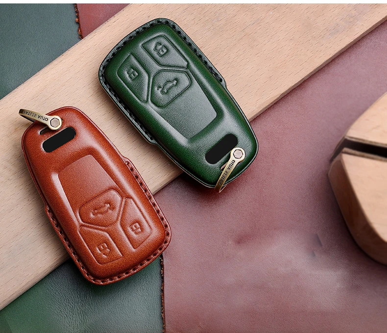 Custodia/cover per Chiave/telecomando in pelle fatta a mano per Audi A4 B9 A5 A6L A6 S4 S5 S7 8W Q7 4M Q5 TT TTS RS coupé accessori per lo Styling - H48d7706cc3e6448dacf8fa24bb884373u