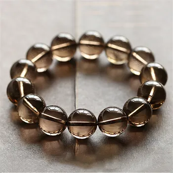 

Top Natural Smoky Quartz Bracelet For Woman Man Stretch Crystal Round Beads Jewelry AAAA 6mm 8mm 10mm 12mm 14mm 16mm 18mm 20mm