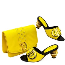 

PEIRESA 2022 New Design Italian Shoe With Bags Set Decorated With Rivet Women Summer Shoes African Wedding Shoe And Matching Bag