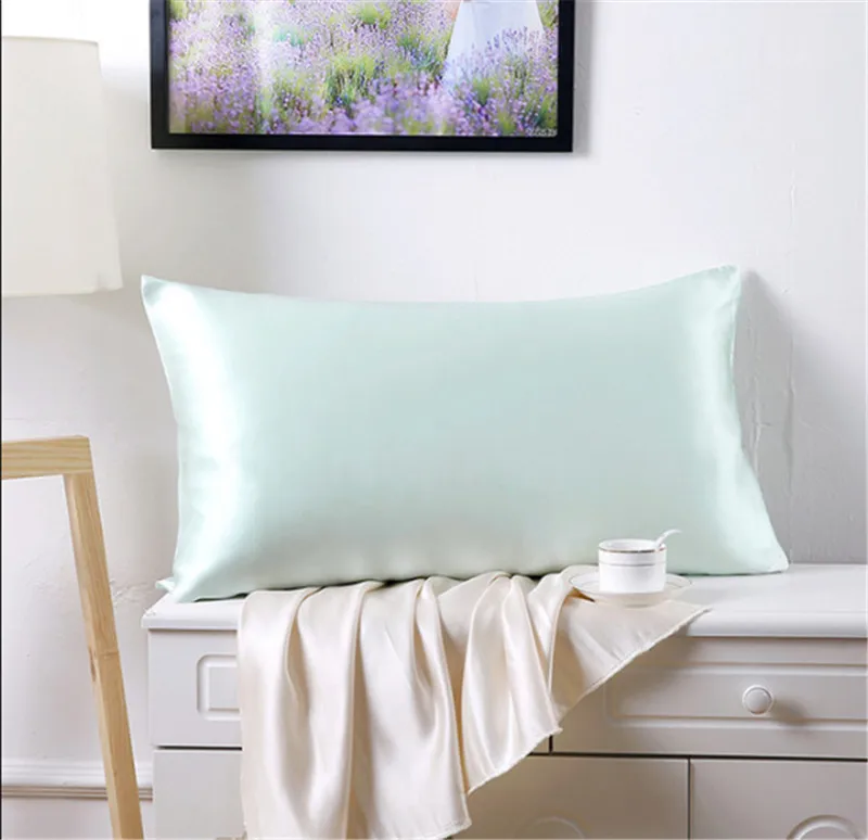 Light green Шелковые наволочки с рисунком шелковицы для волос и кожи, 2-Pack-queen size(20x30 дюймов) наволочки-с невидимой молнией - Цвет: Light green