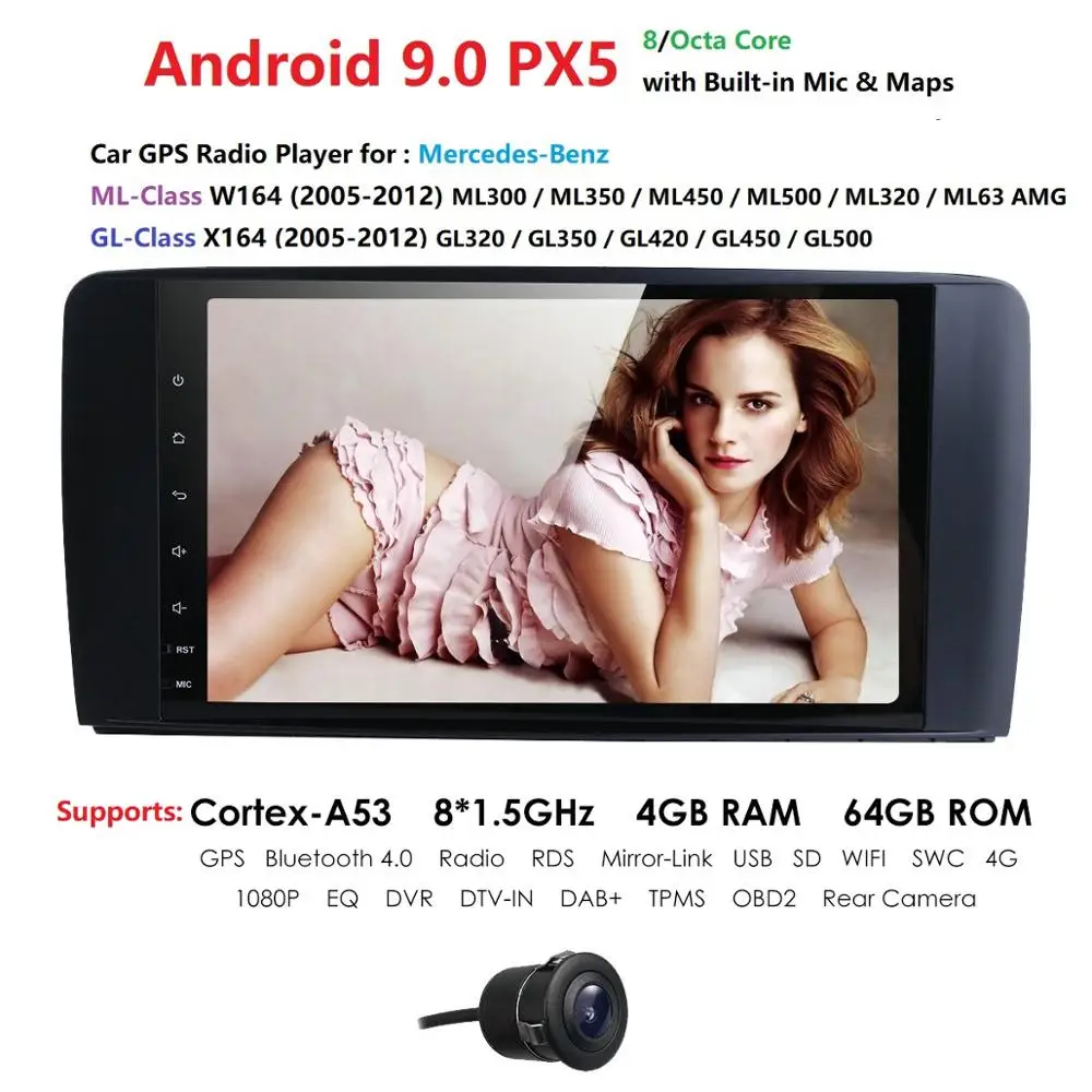DSP Android 9,0 4G 64G 8 ядерный автомобильный Радио gps для Mercedes Benz ML GL W164 ML350 ML500 GL320 стерео навигация ips экран RDS TPMS