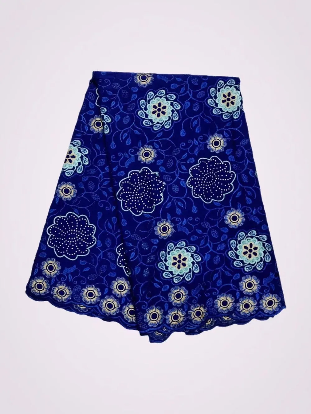 Новое супер качество хлопок сухие кружева Африканское швейцарское кружево с камнями ткань для нигерийских вечерних платьев Win563g синий