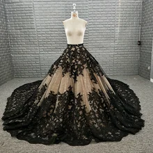 Роскошное Свадебное платье для выпускного вечера юбка длинный хвост с черной аппликацией