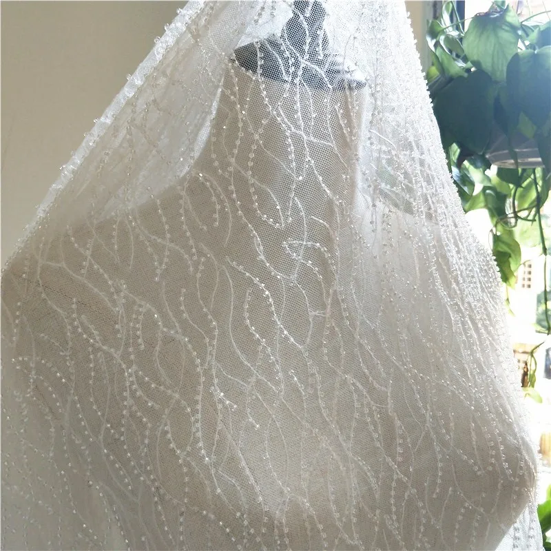 Новинка, с рисунком в виде водной ряби с блестками и бисером кружева ткань Вышивка Ткань, аксессуары для DIY ручная швейная инструменты
